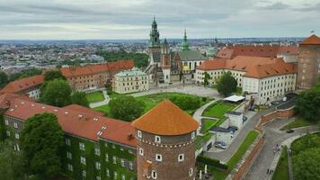 Aerial view of Wawel royal Castle and Cathedral. Krakow, Poland video