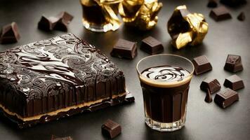 decadente chocolate licor para mundo chocolate día. ai generado. foto
