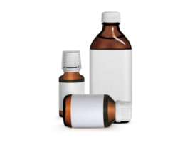 brown medicine bottle with label. transparent background png