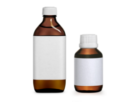 Brown medicine bottle with label, transparent background png