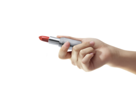 Woman holding lipstick, transparent background png