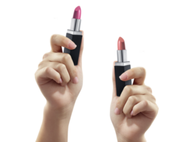 Woman holding lipstick, transparent background png