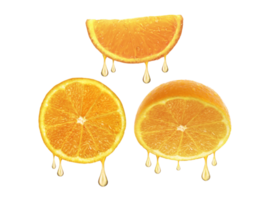gotas do suco queda a partir de laranja metade, transparente fundo png