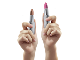 Woman holding lipstick, transparent background png