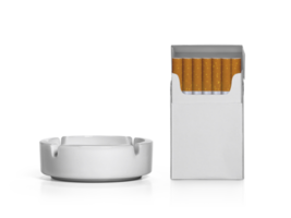 Cigarette pack, ashtray, transparent background png