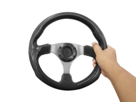 Hands holding steering wheel transparent background png