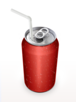 Aluminum can with the ring pull and straw transparent background png