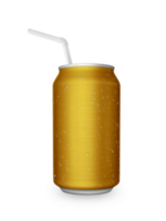 Aluminum can with the ring pull and straw transparent background png