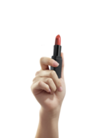 Woman holding lipstick, transparent background png