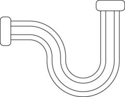 Black line art illustration of a connecting pipe. vector