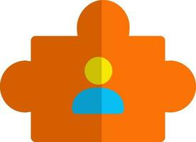 Character of faceless user on orange puzzles. vector