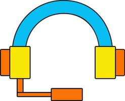 Headphone in blue, orange and yellow color. vector