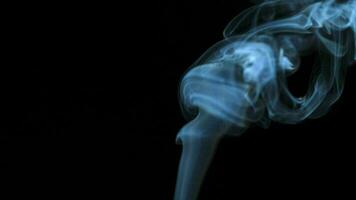 abstrakt Rauch steigt an oben im schön wirbelt auf ein schwarz Hintergrund video