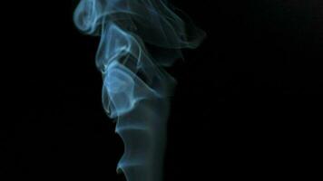 abstract rook stijgt omhoog in mooi wervelingen Aan een zwart achtergrond video