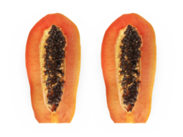 half of ripe papaya fruit with seeds transparent background png