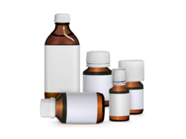 brown medicine bottle with label. transparent background png