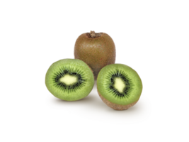 Ripe whole kiwi fruit and half kiwi fruit, transparent background png