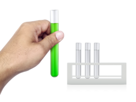 chemical test tube in hand transparent background png