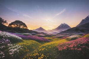 ejemplar de celestial paisaje de ensueño terminado naturaleza . ai generado. foto