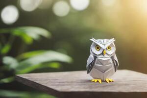 Rendering of Geometric Owl Paper Folding . . photo