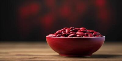 Red bean organic vegetable for cooking copy space blurred background, photo