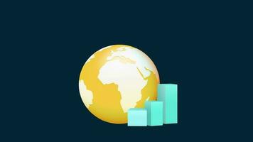 globale attività commerciale, scala curva in giro il terra. mini mondo animazione con curvo le scale e frecce, Perfetto per attività commerciale video