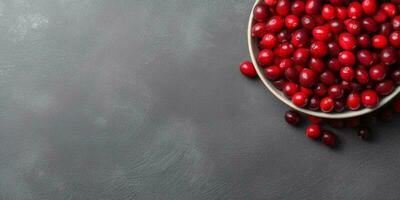 Cranberry fruit oraganic for healthy food, copy space background, Generative AI photo