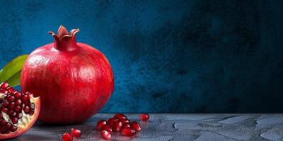 Exploring the health benefits of fresh pomegranate fruit copy space background, photo