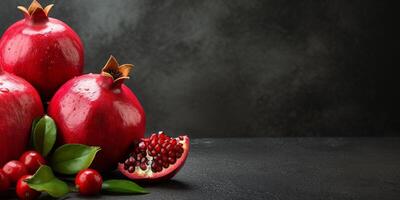 Exploring the health benefits of fresh pomegranate fruit copy space background, photo