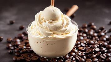 añadir un decadente toque a tu nacional café malteada día con azotado crema. ai generado. foto