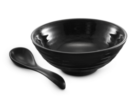 spoon and black ceramic bowl transparent background png