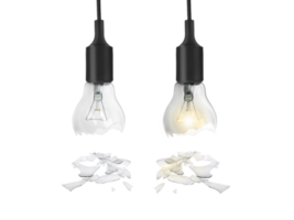 Broken light bulb, transparent background png