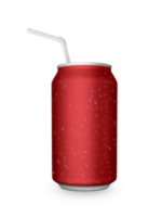 Aluminum can with the ring pull and straw transparent background png