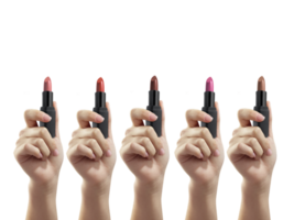 Woman holding lipstick, transparent background png