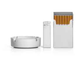 Cigarette pack, ashtray, and lighters transparent background png