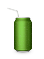 Aluminum can with the ring pull and straw transparent background png