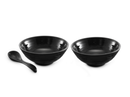 Löffel und schwarz Keramik Schüssel transparent Hintergrund png