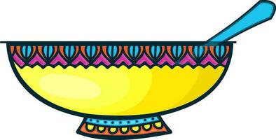 Decorative bowl with spoon. vector