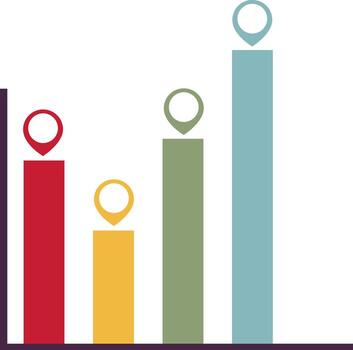 plano vistoso barras infografía con punteros vector