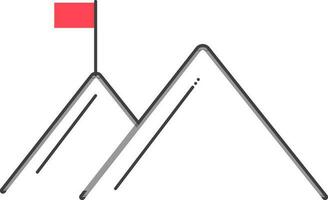 ilustración de montañas con bandera. vector