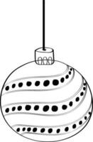 Black and white illustration of Christmas Ball. vector