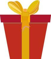 Red gift box with yellow ribbon. vector