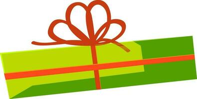 Flat illustration of green gift box with ribbon. vector