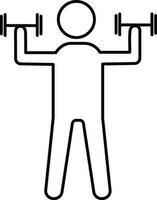 Man exercising with dumbbells. vector