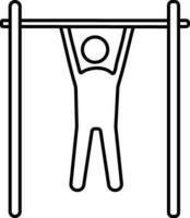 Man doing pull up exercise. vector
