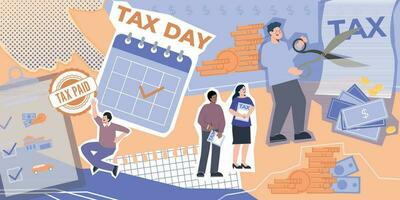 Tax Day Flat Collage vector