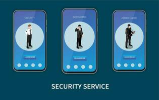 Security Service Mobile App Set vector