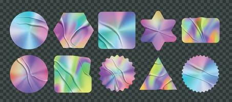 Hologram Stickers Badges Set vector