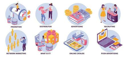 Isometric Network Marketing Set vector