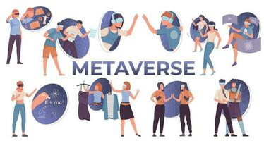 Metaverse Flat Set vector